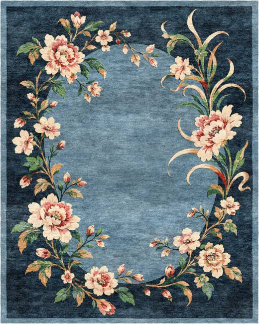 Orchid Arbor hand-tufted rug, Midnight Blue (RV000023)
