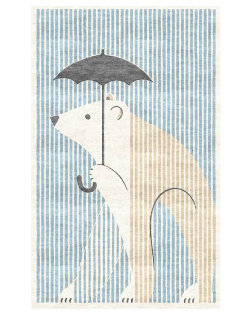 Animal Bear hand-tufted rug, Blue Ivory (AL000016)