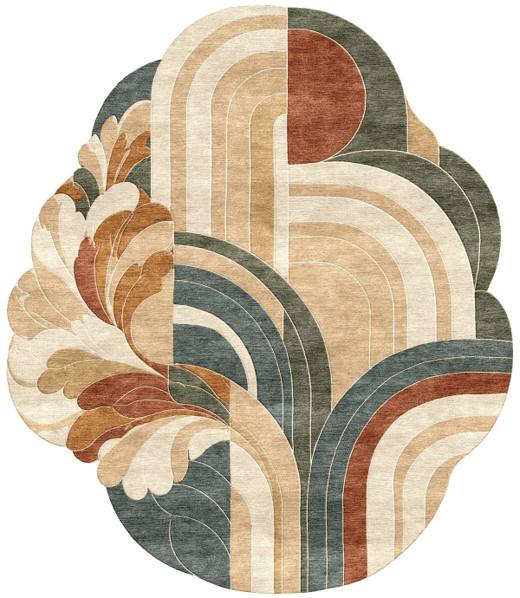 Maison Arcelle hand-tufted rug, Terracotta Teal (RV000043 A)