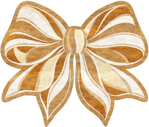 Christmas Holly Bow hand-tufted rug, Gold Ivory (AL000014 A)