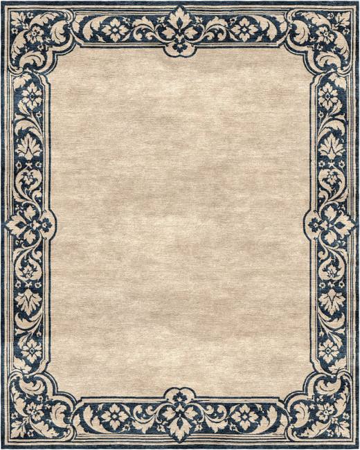 French Heritage Fontaine hand-tufted rug, Ivory Navy (RV000048 A)