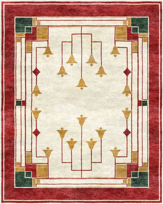 Christmas Bells hand-tufted rug, Ivory Crimson (AL000011 A)