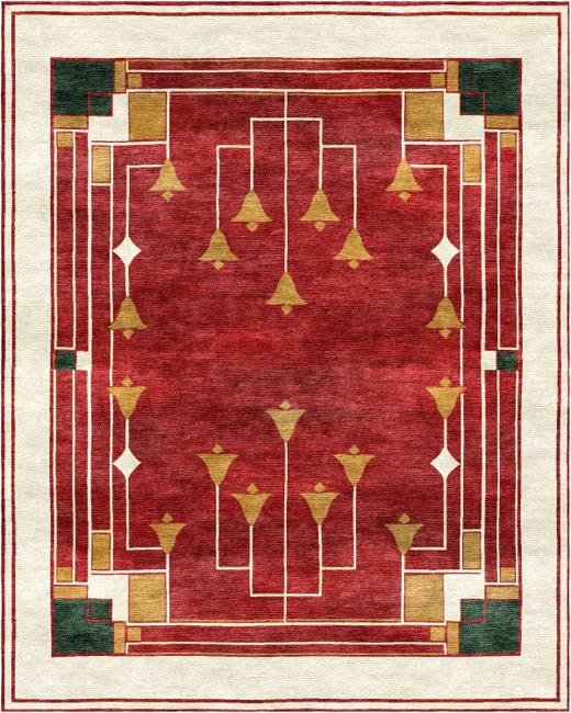 Christmas Bells hand-tufted rug, Crimson Gold (AL000011 B)