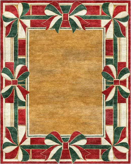 Christmas Ribbon hand-tufted rug, Crimson Gold (AL000015)