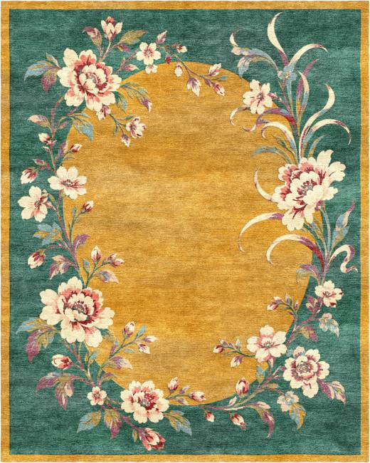 Orchid Arbor hand-tufted rug, Marigold Teal (RV000023 B)